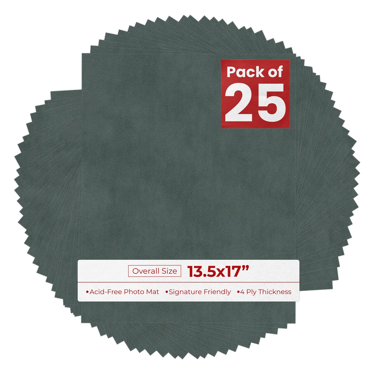 Dark Grey Suede 13.5x17 Uncut Mat Board - Blank Sheets, No Opening